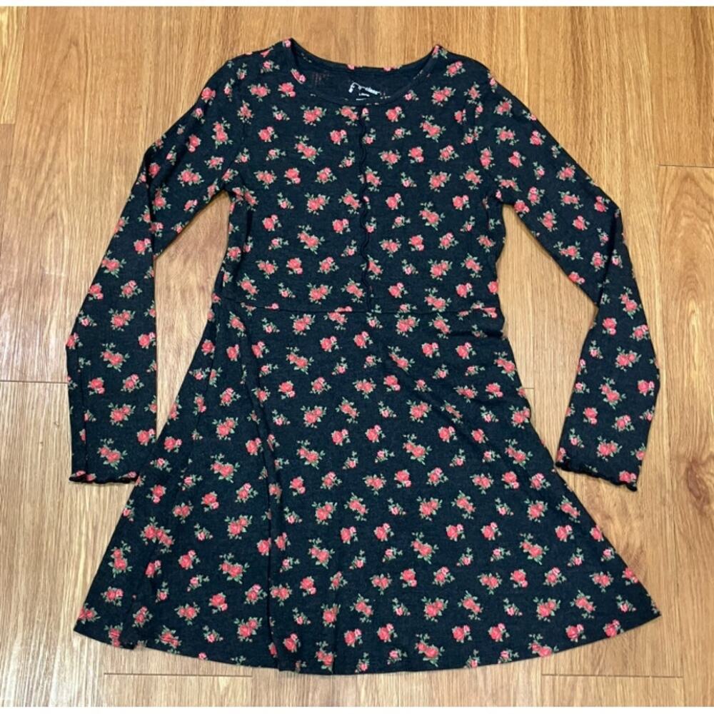 Art Class Flower Print Long Sleeve Mini Dress Size L( 10-12)